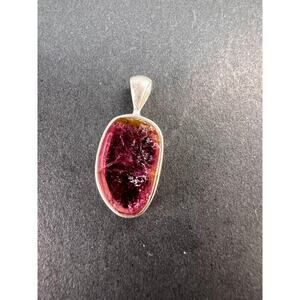 NEW pink/ watermelon tourmaline sterling silver pendant 1.31 grams